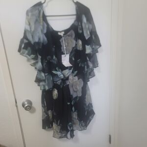 Floral Black Midi Dress